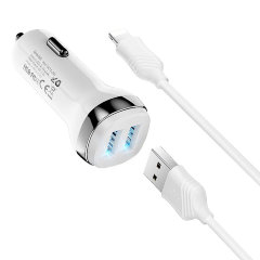 Автомобильное зарядное устройство hoco Z40 Superior с кабелем Lightning - White
