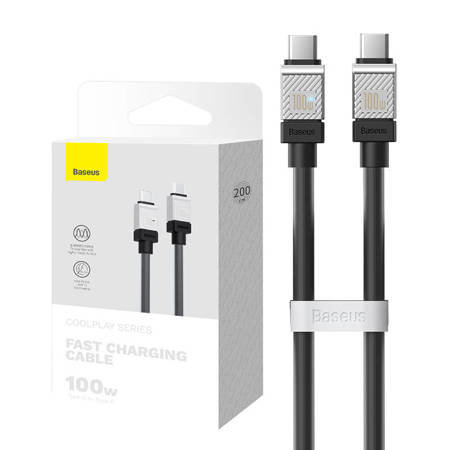 Кабель BASEUS CAKW000301 coolplay series fast charging cable type-c o type-c 100W 2m - Черный
