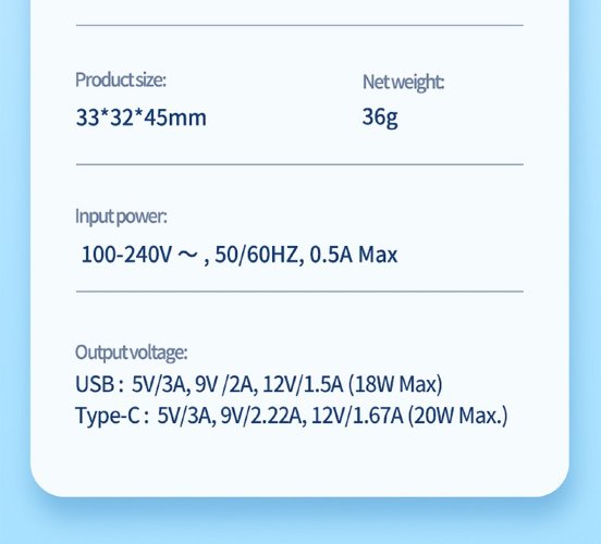 Сетевой адаптер Remax RP-U2 20W PD Mini Fast Charger EU - White