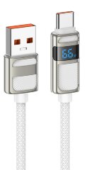 Кабель HOCO U137 5A Line charging data cable with display (Type-C) - White
