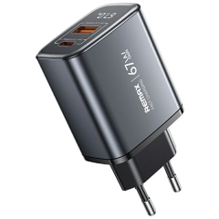 Сетевое зарядное устройство Remax GaN Digital fast charger (U2-AC67W) EU - Silver