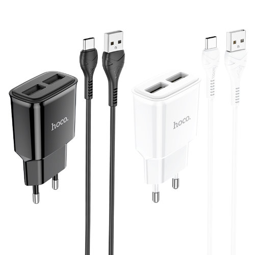 Зарядка hoco C88A Star round dual port charger set (Type-C) (EU) - Белый