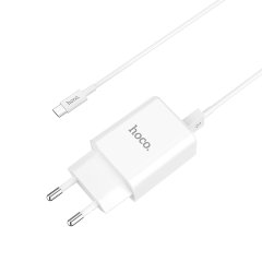 Сетевой адаптер hoco C62A Victoria dual port charger set(Micro)(EU) - Белый