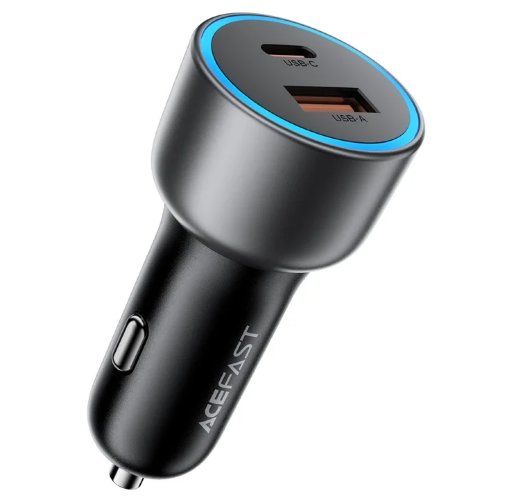 Автомобильное зарядное устройство ACEFAST B21 75W(USB-C+USB-A)car charger,Metal gray