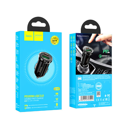 Автомобильное ЗУ hoco Z44 Leading PD20W+QC3.0 car charger - Black