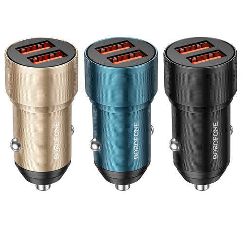Автомобильное зарядное устройство Borofone BZ19 Wisdom, 2*USB - Черный