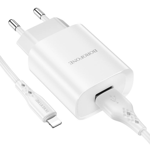 Сетевое зарядное устройство BOROFONE BN1 Innovative single port charger set(ip)(EU) White