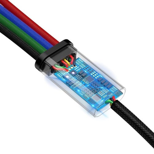 Кабель Baseus Fast 4-in-1 Cable For lightning+Type-C(2)+Micro 3.5A 1.2M (CA1T4-B01) - Black
