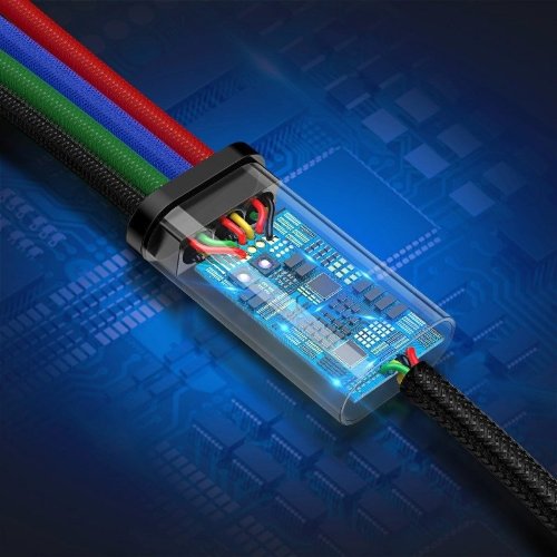 Кабель Baseus Fast 4-in-1 Cable For lightning+Type-C(2)+Micro 3.5A 1.2M (CA1T4-B01) - Black
