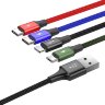 Кабель Baseus Fast 4-in-1 Cable For lightning+Type-C(2)+Micro 3.5A 1.2M (CA1T4-B01) - Black