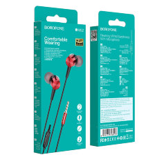 Наушники Borofone BM52 Revering wired earphones with microphone - Red