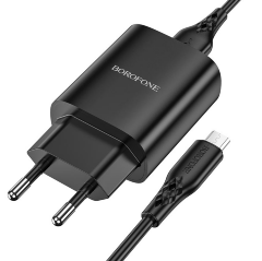 Сетевое зарядное устройство BOROFONE BN1 Innovative single port charger set(Micro)(EU)Black