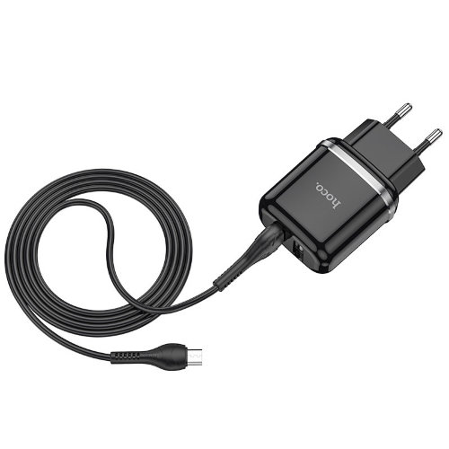 Сетевой адаптер hoco N4 Aspiring dual port charger set (for Micro) (EU) - Черный