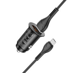 Автомобильное ЗУ hoco NZ1 Developer 36W dual port QC3.0 car charger set (Micro) Black