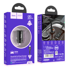 Автомобильное ЗУ hoco NZ1 Developer 36W dual port QC3.0 car charger set (Micro) Black