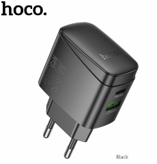 Сетевой Адаптер HOCO CS61A Bright PD30W+QC3.0 charger(EU) Black