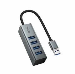 USB HUB HOCO HB1B 4-in-1 converter (USB to USB3.0*4) - Metal Gray