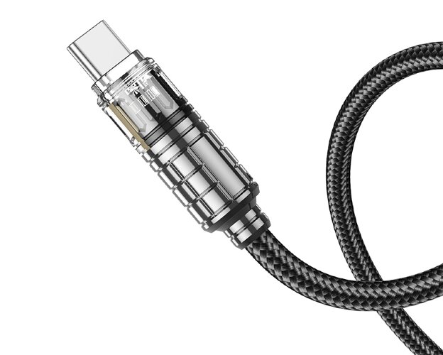 Кабель Hoco U122 Lantern transparent discovery edition 60W charging data cable Type-c to Type-c - Черный