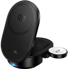 Беспроводное зарядное устройство HOCO CQ23 Pole Qi2.2 3-in-1 magnetic wireless fast charger Black