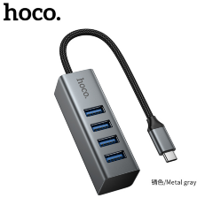 USB HUB HOCO HB1C 4-IN-1 converter(Type-c to USB3.0*4) metal gray