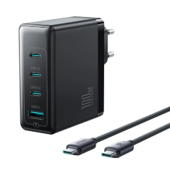 Сетевое зарядное устройство JOYROOM JR-TG11 EU 100W 3C1A Multi-Port GaN fast Charger set (EU Plug, Black) + AC30 USB-C to USB-C 240W 2m
