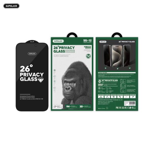 Защитное стекло SupGlass SG-12 Full Screen Coverage 26° Privacy Glass iP 17 Pro Max (6.9) для iPhone 17 Pro Max (6.9)