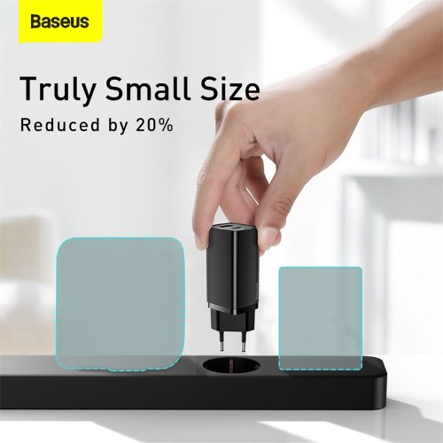 Зарядное устройство Baseus GaN2 lite USB+USB-C, 3A, 65W - Черный (CCGAN2L-B01)