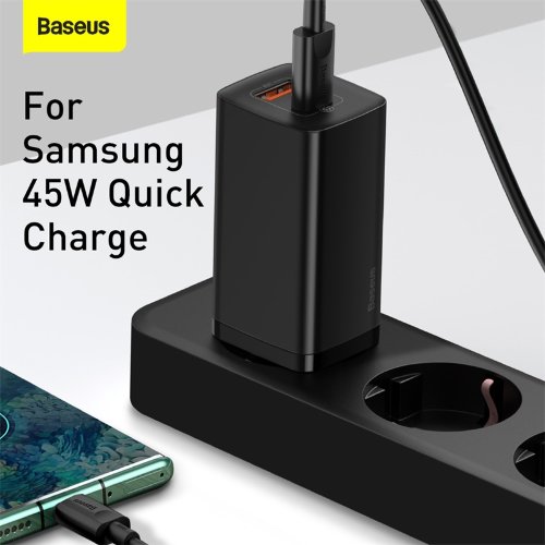 Зарядное устройство Baseus GaN2 lite USB+USB-C, 3A, 65W - Черный (CCGAN2L-B01)