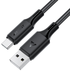 Кабель AceFast C17-04 USB-A to USB-C silicone charging data cable, Black