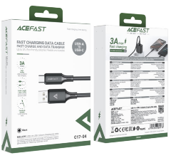 Кабель AceFast C17-04 USB-A to USB-C silicone charging data cable, Black
