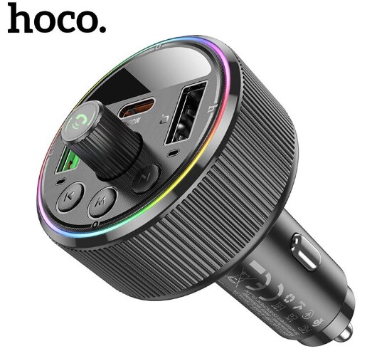 FM-трансмиттер HOCO E82 Guerrero PD30W+QC3.0 Car BT FM Transmitter Black