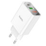 Зарядка Hoco C100A PD20W+QC3.0 charger with digital display(EU) - White