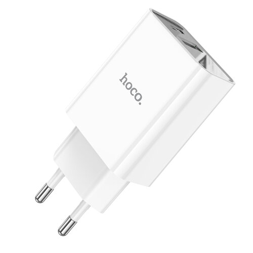 Зарядка Hoco C100A PD20W+QC3.0 charger with digital display(EU) - White
