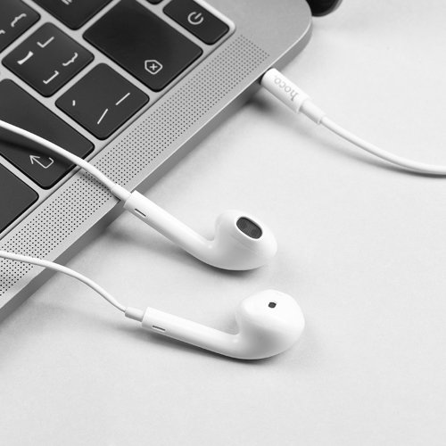 Наушники hoco M55 Memory sound wire control earphones with mic - White