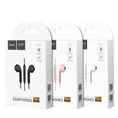 Наушники hoco M55 Memory sound wire control earphones with mic - White