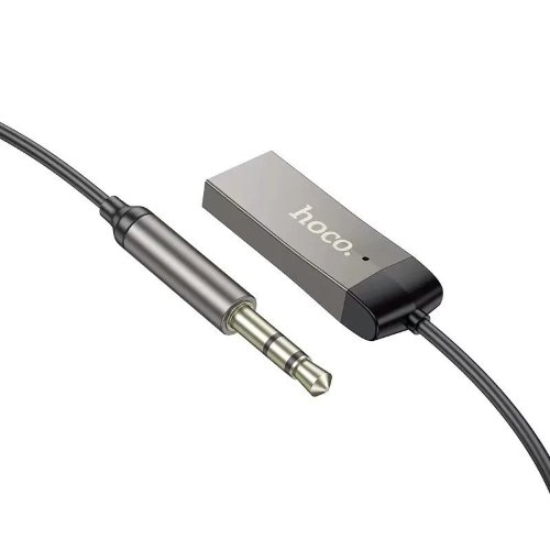 Автомобильное ЗУ Hoco E78 benefit car AUX BT receiver with cable metal - Серый
