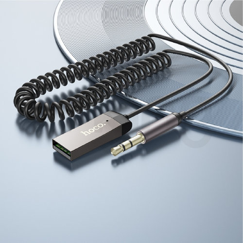 Автомобильное ЗУ Hoco E78 benefit car AUX BT receiver with cable metal - Серый