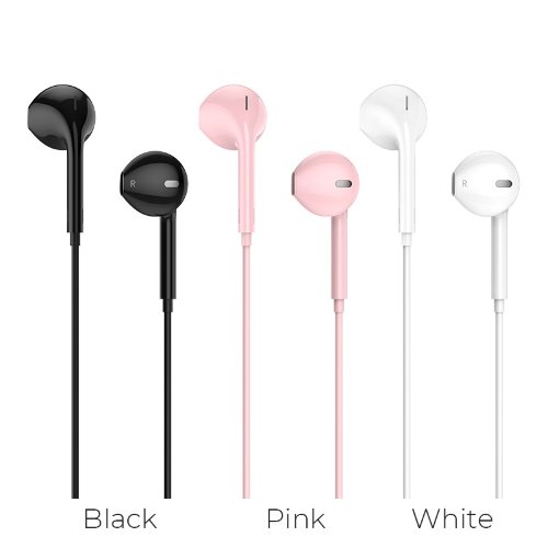 Наушники hoco M55 Memory sound wire control earphones with mic - Pink