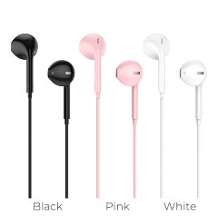 Наушники hoco M55 Memory sound wire control earphones with mic - Pink
