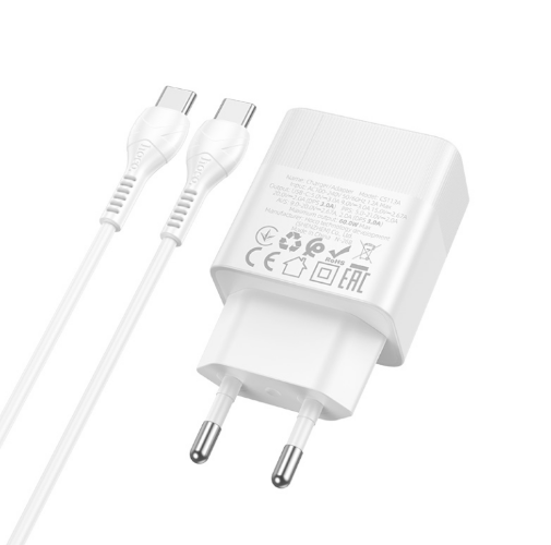 Сетевое зарядное устройство HOCO CS113A Lounge single-port PD40W charger set(Type-C to Type-C)(EU) - White
