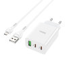 Зарядка Hoco C99A PD20W+QC3.0 three-port(2C1A) charger set(Micro)(EU) - White