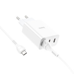 Зарядка Hoco C99A PD20W+QC3.0 three-port(2C1A) charger set(Micro)(EU) - White