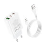 Зарядка Hoco C99A PD20W+QC3.0 three-port(2C1A) charger set(Micro)(EU) - White
