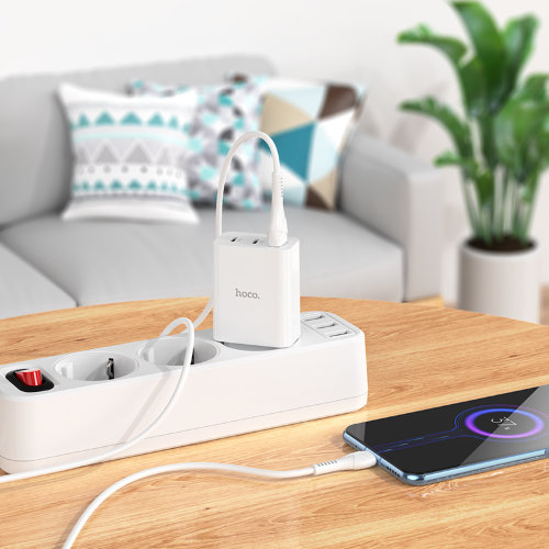 Зарядка Hoco C99A PD20W+QC3.0 three-port(2C1A) charger set(Micro)(EU) - White