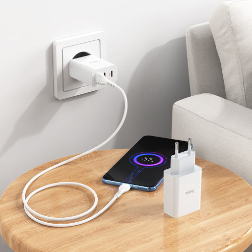 Зарядка Hoco C99A PD20W+QC3.0 three-port(2C1A) charger set(Micro)(EU) - White