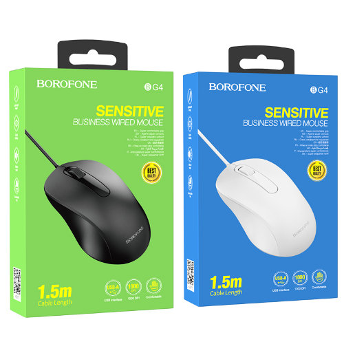 Компьютерная мышка Borofone Sensitive 1.5m BG4 - Black
