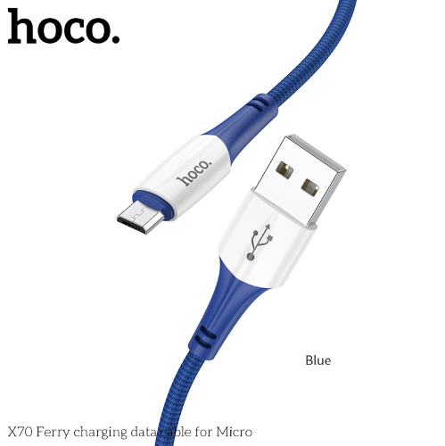 Кабель HOCO X70 Ferry charging data cable for Micro Blue