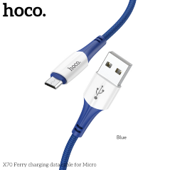 Кабель HOCO X70 Ferry charging data cable for Micro Blue