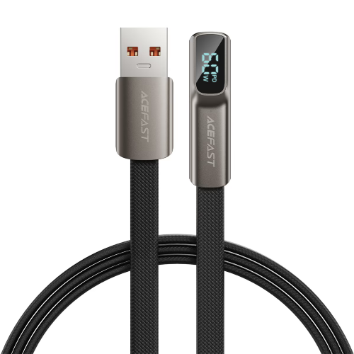 Кабель ACEFAST C31-04 USB-A to USB-C charging data cable with digital display - Metal grey