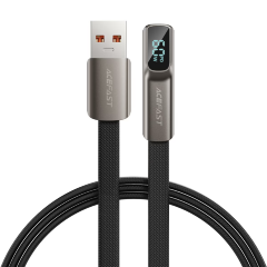 Кабель ACEFAST C31-04 USB-A to USB-C charging data cable with digital display - Metal grey